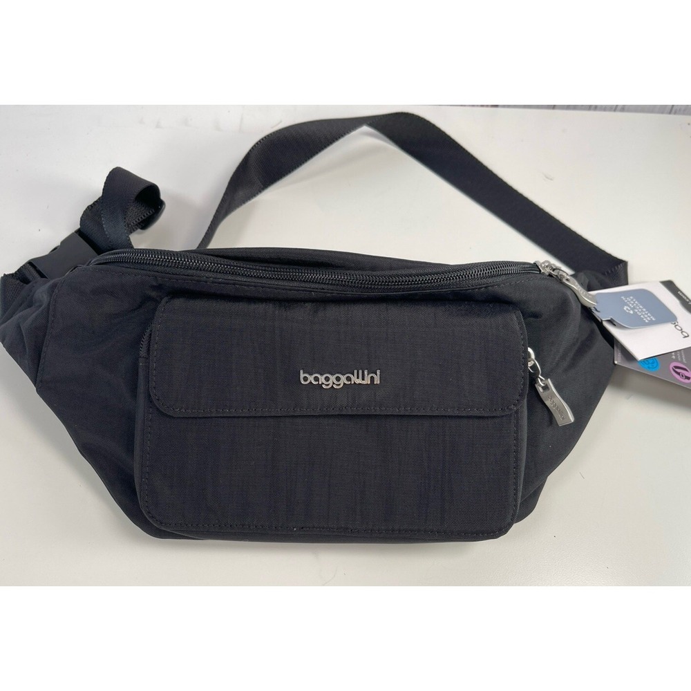 Baggallini Modern Everywhere Waistpack Sling Black Nylon Belt Bag